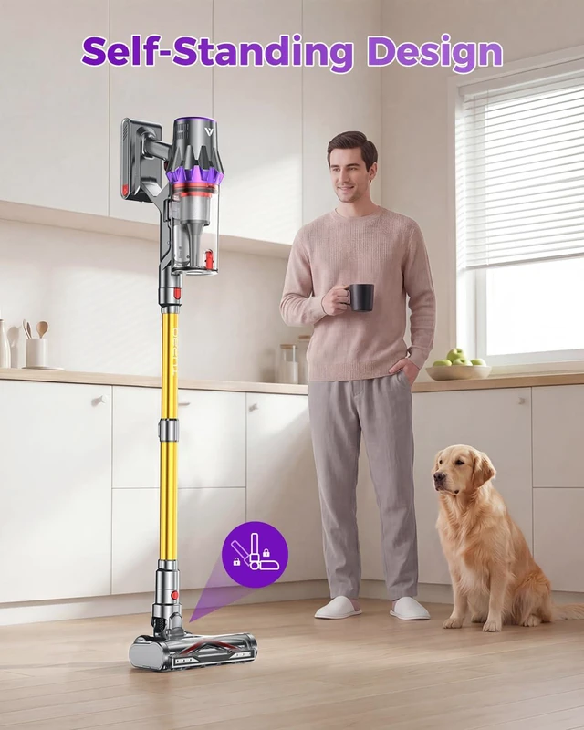 Alt view image 7 of 7 - Coovy SU7 Ultra Cordless Vacuum Cleaner, 55KPa/650W 80Mins Runtime Powerful Suction Stick Vaccum for Whole-House Cleaning, Self-Standing Anti-Tangle Vac for Hard Floors Carpet Pet Hair, Ultra Version