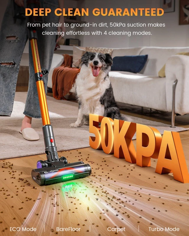 Alt view image 2 of 7 - AlloyMove Cordless Vacuum Cleaner, 550W 50KPA 80Mins Self-Standing Cordless Vacuum for Home, With Wall Mount Charging/LED Display/Anti-Tangle Brush Stick Vacuum for Carpet/Pet Hair/Hardwood Floor, A05