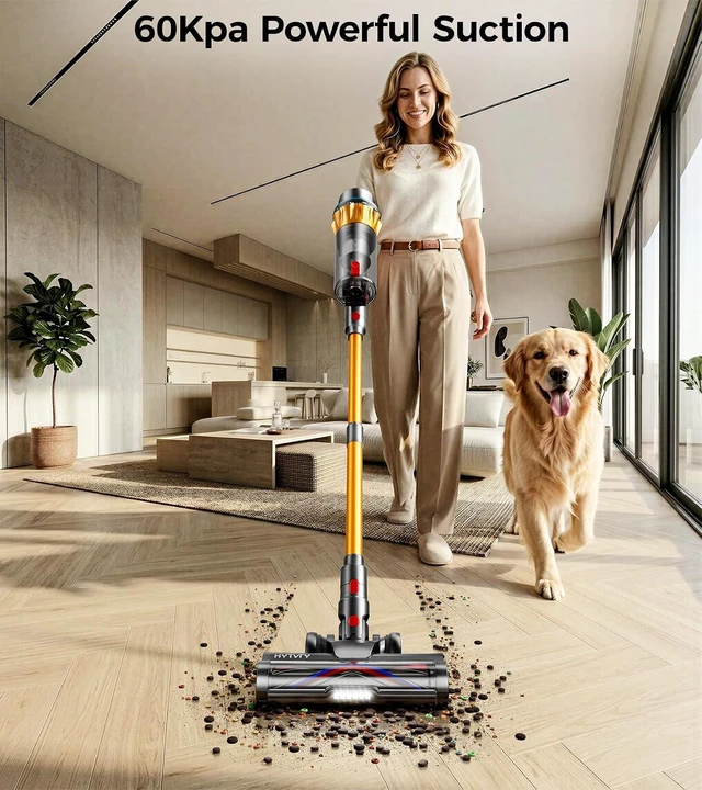 Alt view image 2 of 7 - Cordless Vacuum Cleaner, 650W/60Kpa/70 Mins Cordless Stick Vacuum, Self-Standing Wireless Vacuum with LED Displsy, 1.8L Dust Cup, Anti-Tangle Vacuum Cordless, Vacuum Cleaners for Home/Pet Hair/Carpet