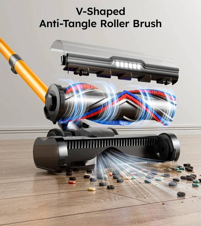 Alt view image 5 of 7 - Cordless Vacuum Cleaner, 650W/60Kpa/70 Mins Cordless Stick Vacuum, Self-Standing Wireless Vacuum with LED Displsy, 1.8L Dust Cup, Anti-Tangle Vacuum Cordless, Vacuum Cleaners for Home/Pet Hair/Carpet