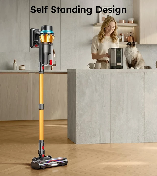 Alt view image 7 of 7 - Cordless Vacuum Cleaner, 650W/60Kpa/70 Mins Cordless Stick Vacuum, Self-Standing Wireless Vacuum with LED Displsy, 1.8L Dust Cup, Anti-Tangle Vacuum Cordless, Vacuum Cleaners for Home/Pet Hair/Carpet