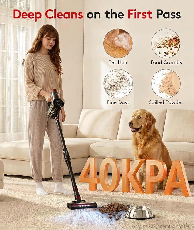 Alt view image 2 of 7 - RONEAIR Cordless Vacuum Cleaner 40Kpa 45Min 6-in-1 Self-Standing
