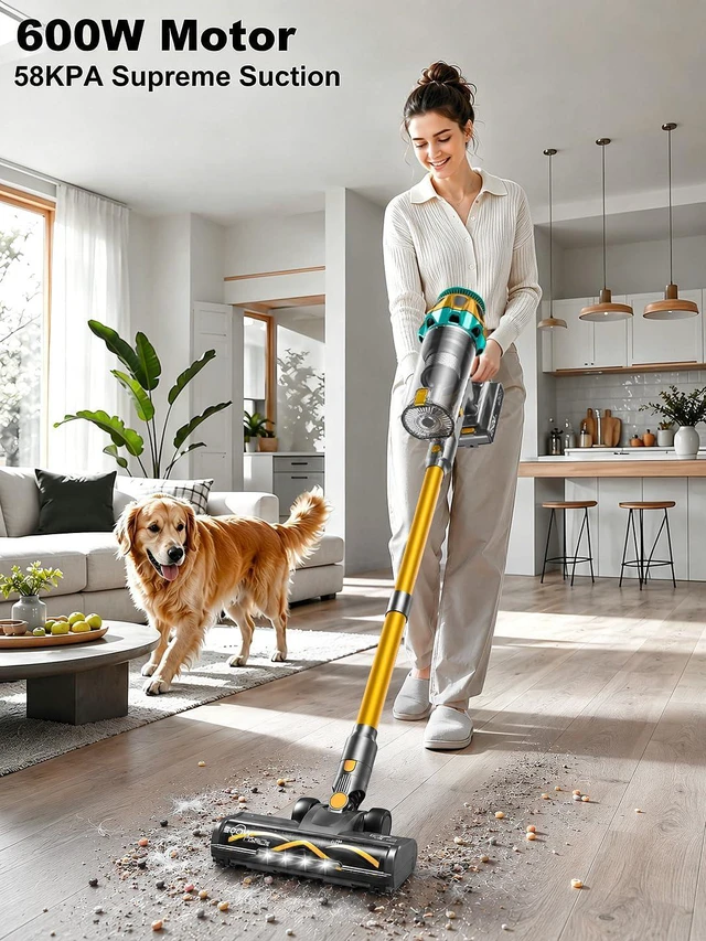 Alt view image 2 of 7 - Cordless Vacuum Cleaner,600W 58KPa 55Mins 9-in-1 Self-Standing Stick Vacuum