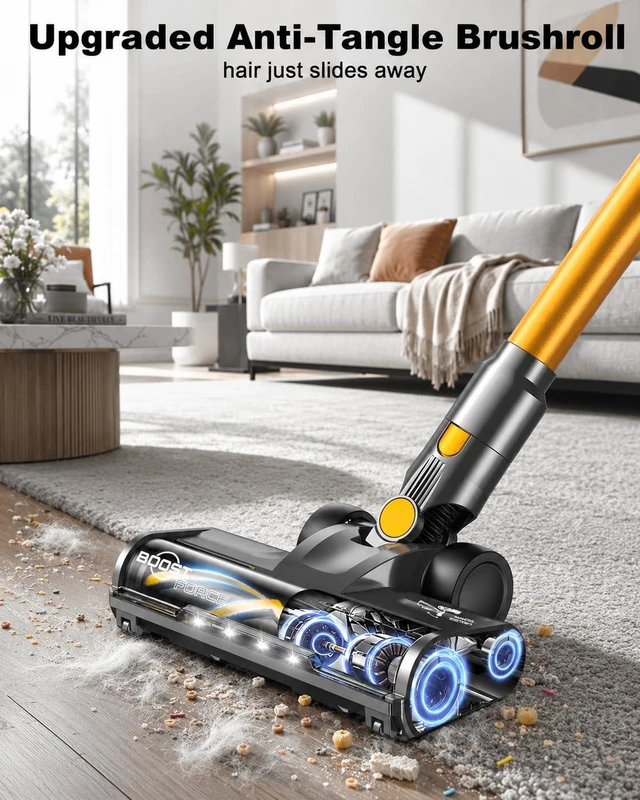 Alt view image 3 of 7 - Cordless Vacuum Cleaner,600W 58KPa 55Mins 9-in-1 Self-Standing Stick Vacuum