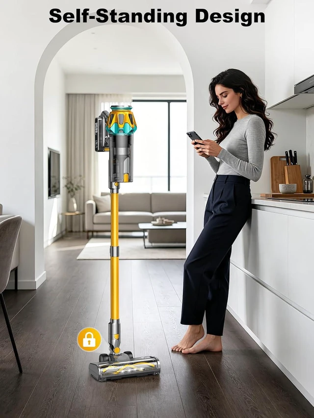 Alt view image 7 of 7 - Cordless Vacuum Cleaner,600W 58KPa 55Mins 9-in-1 Self-Standing Stick Vacuum