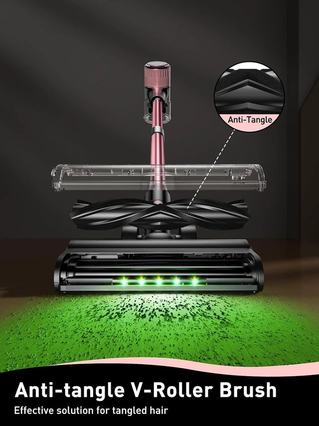 Alt view image 4 of 7 - VICEASE Cordless Vacuum Cleaner, 8 in 1 Powerful Suction Lightweight Vacuum Cleaner for Home, LED Display, 3 Suction Modes, 45Mins Detachable Battery Stick Vacuum for Hard Floor Carpet Pet Hair, Pink
