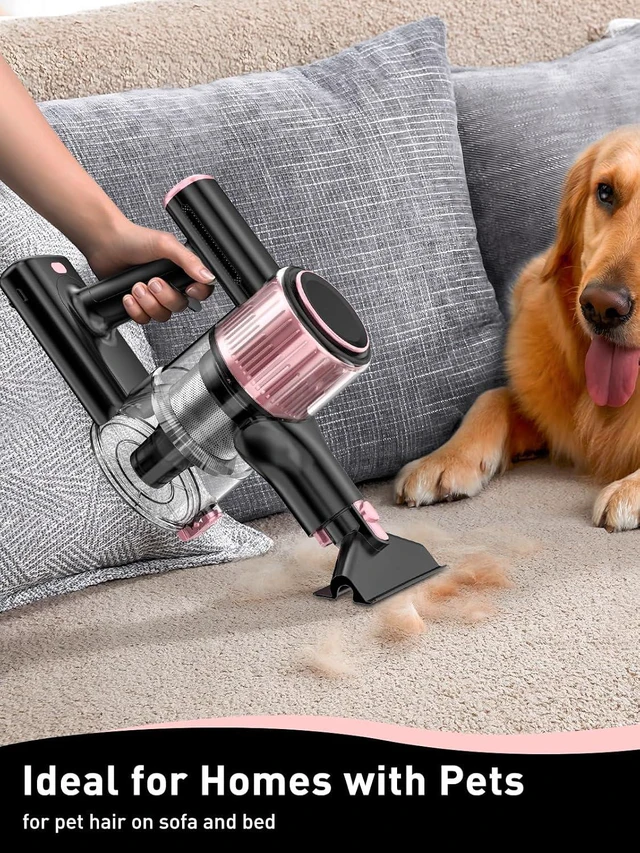 Alt view image 6 of 7 - VICEASE Cordless Vacuum Cleaner, 8 in 1 Powerful Suction Lightweight Vacuum Cleaner for Home, LED Display, 3 Suction Modes, 45Mins Detachable Battery Stick Vacuum for Hard Floor Carpet Pet Hair, Pink