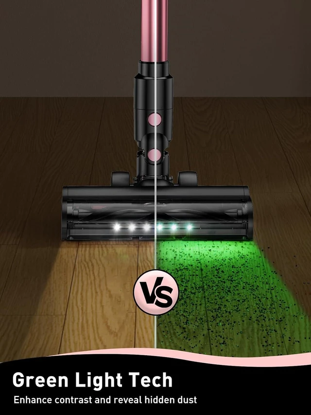 Alt view image 7 of 7 - VICEASE Cordless Vacuum Cleaner, 8 in 1 Powerful Suction Lightweight Vacuum Cleaner for Home, LED Display, 3 Suction Modes, 45Mins Detachable Battery Stick Vacuum for Hard Floor Carpet Pet Hair, Pink