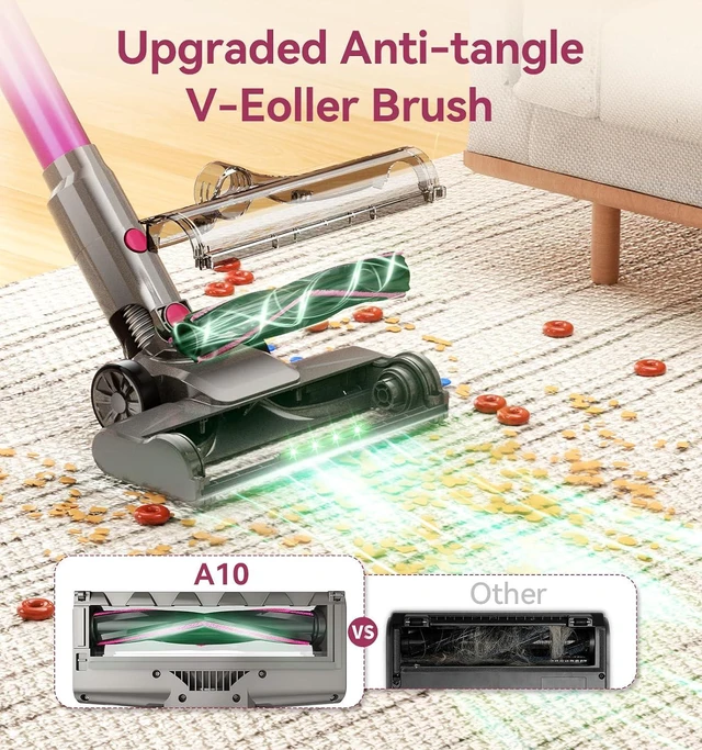 Alt view image 5 of 7 - 600W/50Kpa Cordless Vacuum Cleaners for Home, 50Mins Stick Vacuum with Self-Standing,Anti-Tangl,Lightweight Wireless Vacuum for Hardwood Floors Carpet Pet Hair Car