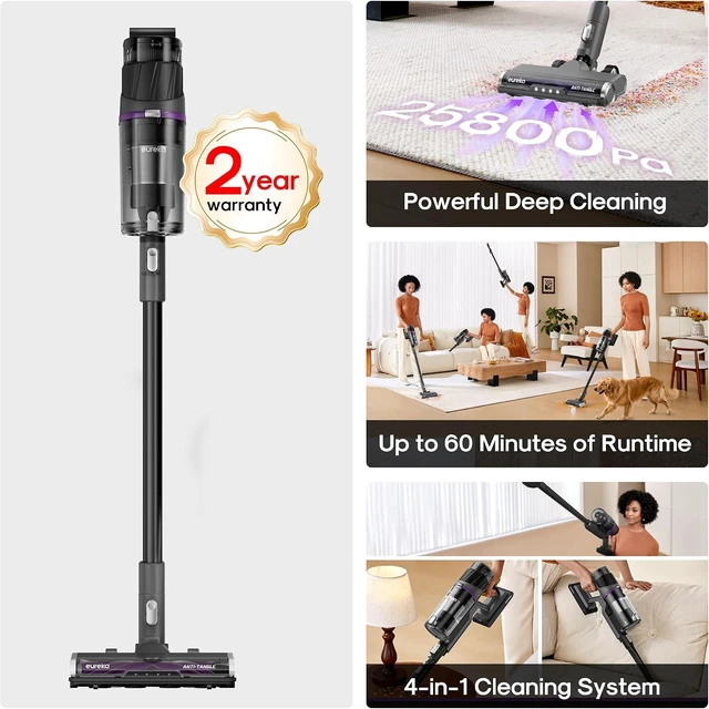 Alt view image 2 of 7 - Eureka ReactiSense 350W Anti-Tangle Cordless Stick Vacuum, NEC440BK