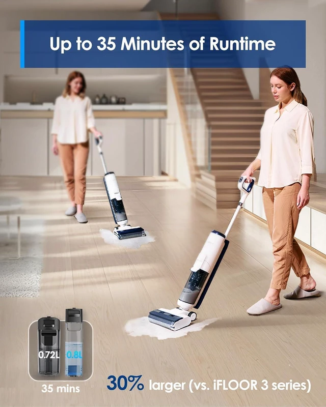 Alt view image 7 of 7 - Tineco iFLOOR 5 Breeze Complete Wet Dry Vacuum Cordless Floor Washer, One-Step Cleaning for Hard Floors, Edge Clean, Auto Self-Cleaning, Lightweight & Cordless Design