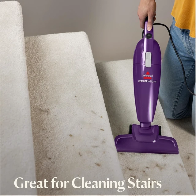 Alt view image 5 of 7 - Bissell 20334 Featherweight Stick Lightweight Bagless Vacuum and Electric Broom with Crevice Tool for Hard Floors and Carpets, Purple