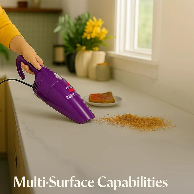 Alt view image 6 of 7 - Bissell 20334 Featherweight Stick Lightweight Bagless Vacuum and Electric Broom with Crevice Tool for Hard Floors and Carpets, Purple