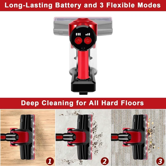 Alt view image 3 of 7 - iwoly C150 Cordless Vacuum Cleaner with 2200mAh Rechargeable Battery, 18000Pa Cyclone Vacuum with HEPA Filter, Lightweight Portable Handheld Stick Vacuum for Home Hard Floor Car Cleaning