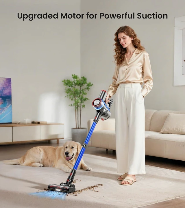 Alt view image 2 of 7 - NADALY Cordless Vacuum Cleaner, 550W 45Kpa 65Mins Vacuum Cleaners for Home, Stick Vacuum with LED Display, Anti-Tangle, Self-Standing, 8-in-1 Lightweight Vacuum for Hardwood Floor/Carpet/Pet Hair