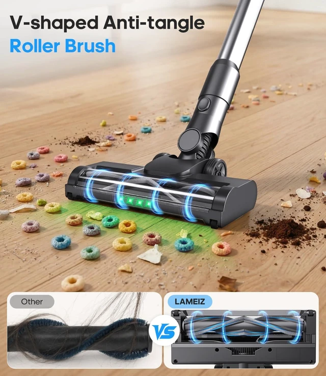 Alt view image 3 of 7 - Cordless Vacuum Cleaner, Upgraded 600W 55KPA 55mins Vacuum Cleaners for Home,Powerful Stick Vacuum with Anti-Tangle & Wall Mount Charging, Lightweight Vacuum for Pet Hair Hardwood Floor Carpet