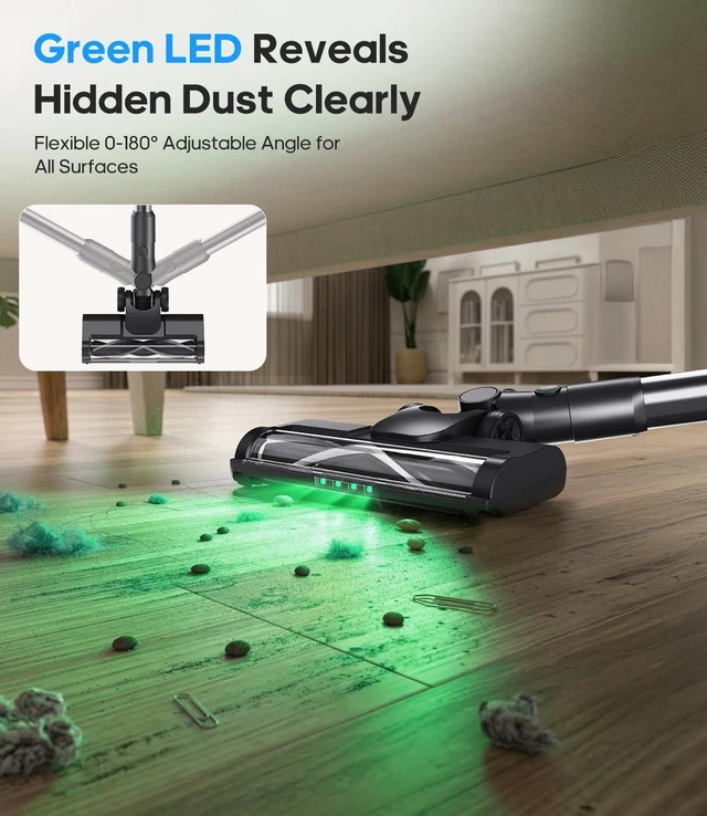 Alt view image 5 of 7 - Cordless Vacuum Cleaner, Upgraded 600W 55KPA 55mins Vacuum Cleaners for Home,Powerful Stick Vacuum with Anti-Tangle & Wall Mount Charging, Lightweight Vacuum for Pet Hair Hardwood Floor Carpet