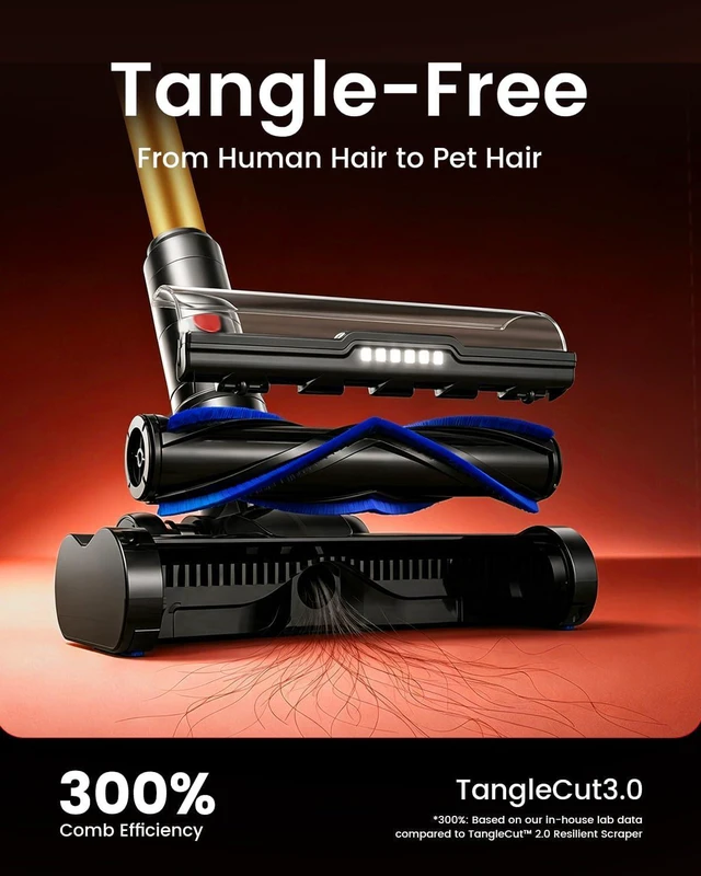 Alt view image 6 of 7 - NADALY Cordless Vacuum Cleaner, 580W 50KPa Self-Standing Stick Vacuum with 65-Min Runtime, Anti-Tangle Brush, 1.8L Large Dust Cup, Lightweight Vacuum Cleaners for Home Hardwood Floor Carpet Pet Hair