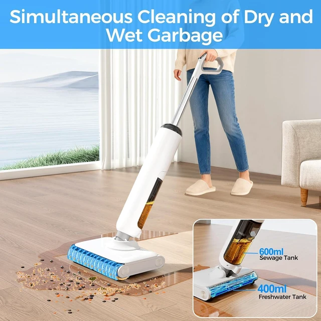 Alt view image 4 of 7 - Wet Dry Vacuum Cleaner Cordless, 23KPa Vacuum Mop for Hard Floors, Up to 45 Min Runtime, 180° Lay-Flat Design with Hot Water Self-Cleaning & 185°F Hot Air Drying, Anti-Tangle Brush for Pet Hair