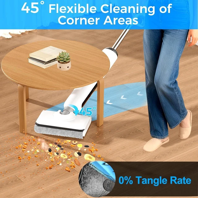 Alt view image 6 of 7 - Wet Dry Vacuum Cleaner Cordless, 23KPa Vacuum Mop for Hard Floors, Up to 45 Min Runtime, 180° Lay-Flat Design with Hot Water Self-Cleaning & 185°F Hot Air Drying, Anti-Tangle Brush for Pet Hair