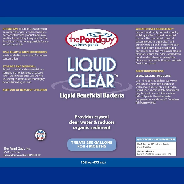 Alt view image 2 of 7 - The Pond Guy LiquidClear Beneficial Bacteria Pond Cleaner, 1 Gallon