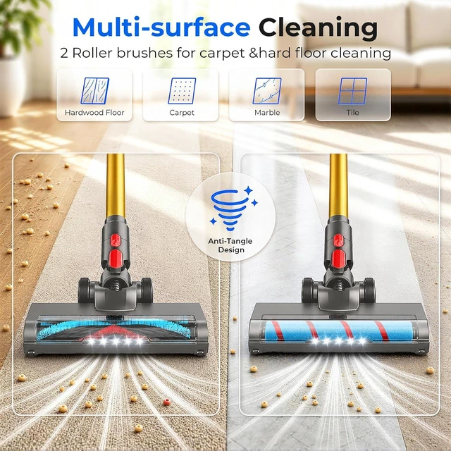 Alt view image 6 of 7 - Cordless Vacuum Cleaner, 600W 55KPa Max 75mins Stick Vacuum for Pet Hair