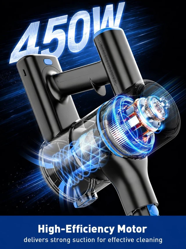 Alt view image 5 of 7 - VOKENE Cordless Vacuum Cleaner, 8 in 1 Powerful Suction Lightweight Vacuum Cleaner for Home, LED Display, 3 Suction Modes, 45Mins Detachable Battery Vacuum for Hard Floor Carpet Pet Hair (Blue)