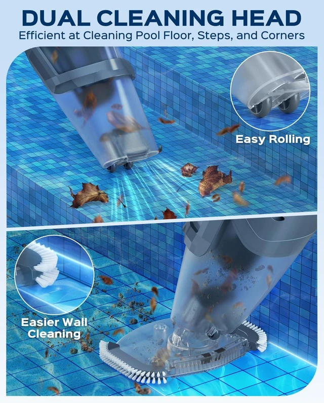 Alt view image 4 of 7 - Cordless Handheld Pool Vacuum Cleaner for Inground Pool with Pole