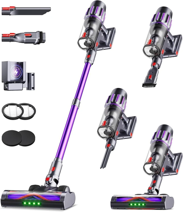 Main image of 90Mins Cordless Vacuum Cleaner,Upgraded 650W 55KPA Cordless Stick Vacuum with Smart Display,1.8L Cup,V-Shaped Anti-Tangle Brush,Wall Mount Charging,Self-Standing Vacuum Cleaners for Home,Floor,Carpet