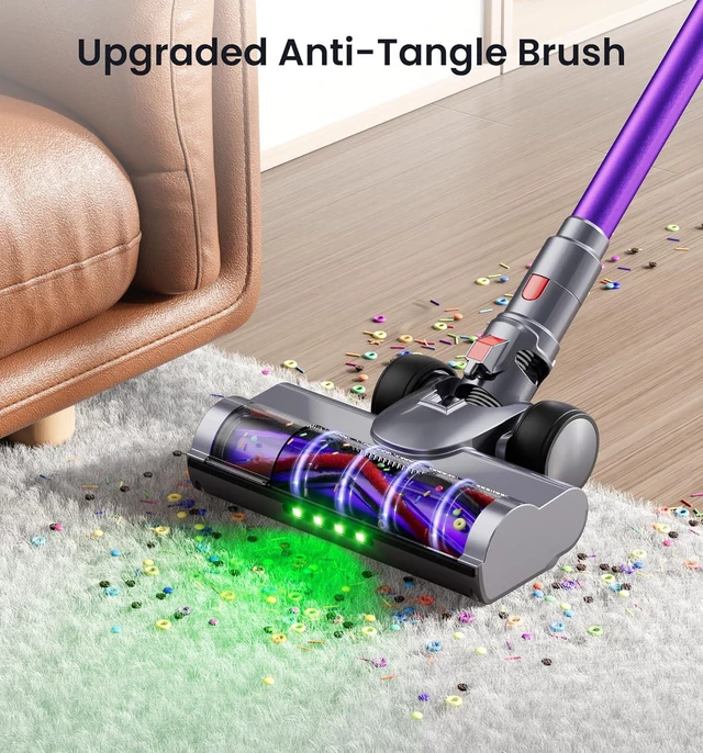 Alt view image 6 of 7 - 90Mins Cordless Vacuum Cleaner,Upgraded 650W 55KPA Cordless Stick Vacuum with Smart Display,1.8L Cup,V-Shaped Anti-Tangle Brush,Wall Mount Charging,Self-Standing Vacuum Cleaners for Home,Floor,Carpet
