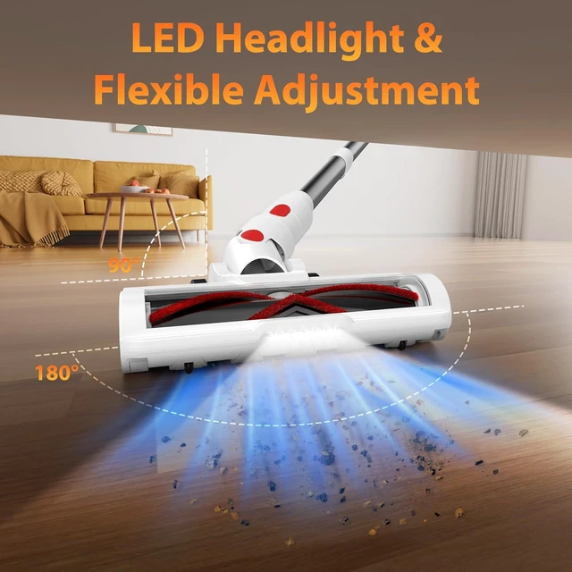 Alt view image 7 of 7 - Tikom V750 Cordless Vacuum Cleaner for Home, 45000Pa/500W Stick Vacuum with LED Display, Charging Wall Dock, Anti-Tangle, Lightweight Handheld Vacuum for Pet Hair, Hard Floor, Carpet, White