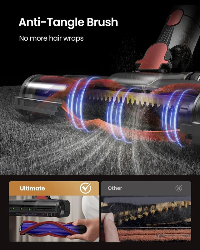 Alt view image 6 of 7 - Cordless Vacuum Cleaner, 650W/55Kpa Vacuum Cleaners for Home, 70Mins Stick Vacuum with Self-Standing,Anti-Tangle,Wall Mount Charging,Lightweight Wireless Vacuum for Hardwood Floors Carpet Pet Hair Car