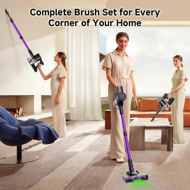 Alt view image 7 of 7 - Cordless Vacuum Cleaner, 500W/40Kpa Vacuum Cleaners for Home, Stick Vacuum Cordless with LED Display, Anti-Tangle & Wall Mount, 8 in 1 Lightweight Vacuum for Hard Floors Pet Hair(Purple)