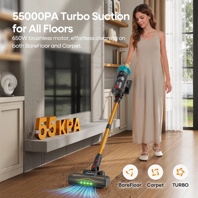 Alt view image 2 of 7 - ElecKeys 650W 55kPa Cordless Stick Vacuum Cleaners for Home with 70Mins