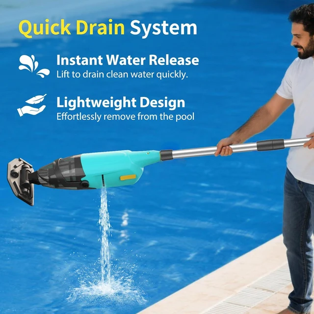 Alt view image 6 of 7 - Handheld Pool Vacuum for Above Ground Pools,Cordless Pool Vacuum with Powerful Suction up to 18 gallons/min,Ideal for Leaves and Debris,Pool Vacuum Head for Pools Above Ground and Hot Tubs (Green)