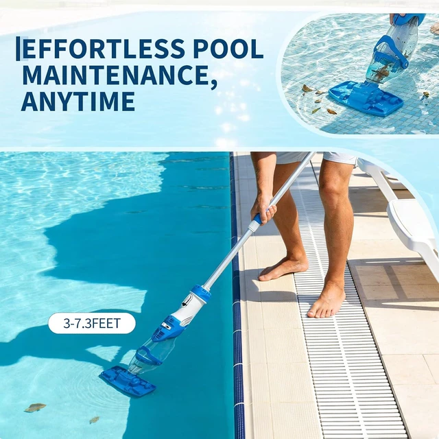 Alt view image 3 of 7 - Garvee Handheld Pool Vacuum with Telescopic Pole, Updated Swimming Cordless Rechargeable Pool Cleaner 19.8GPM Powerful Suction for Above Ground/Inground Pools/Spa/Hot Tub, Dual-Filter Cleaning System