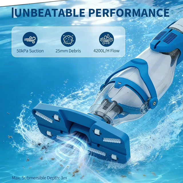 Alt view image 4 of 7 - Garvee Handheld Pool Vacuum with Telescopic Pole, Updated Swimming Cordless Rechargeable Pool Cleaner 19.8GPM Powerful Suction for Above Ground/Inground Pools/Spa/Hot Tub, Dual-Filter Cleaning System