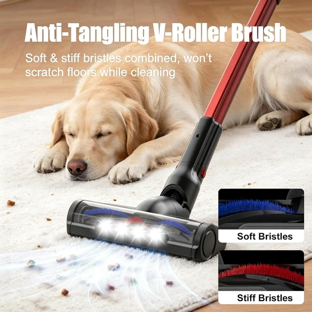 Alt view image 6 of 7 - Cordless Stick Vacuum, Anti-Tangle Brush, LED Light for Pet Hair