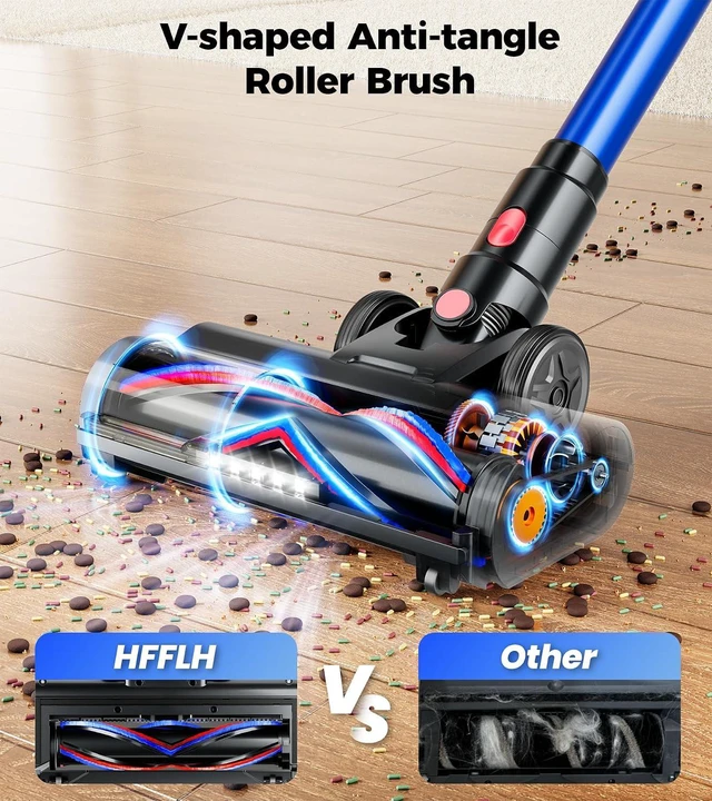 Alt view image 4 of 7 - Cordless Vacuum Cleaner, 600W 50Kpa 65Mins Cordless Stick Vacuum with Self-Standing, Touch Screen, Anti-Tangle Wireless Vacuum, Vacuum Cleaners for Home/Pet Hair/Carpets/Hardwood Floor