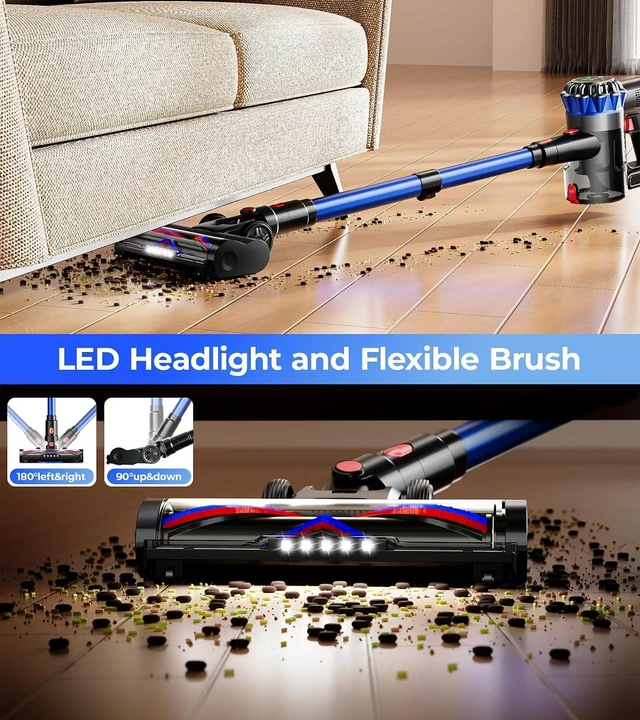 Alt view image 7 of 7 - Cordless Vacuum Cleaner, 600W 50Kpa 65Mins Cordless Stick Vacuum with Self-Standing, Touch Screen, Anti-Tangle Wireless Vacuum, Vacuum Cleaners for Home/Pet Hair/Carpets/Hardwood Floor