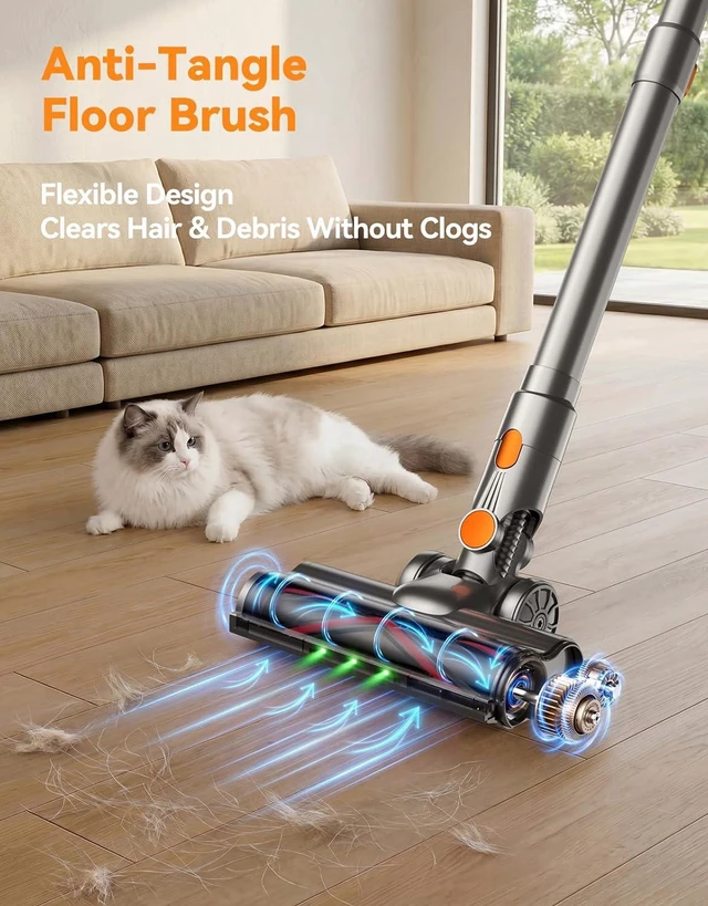 Alt view image 7 of 7 - Cordless Vacuum Cleaner, 300AW/65Min Self-Standing Vacuum Cleaner for Home