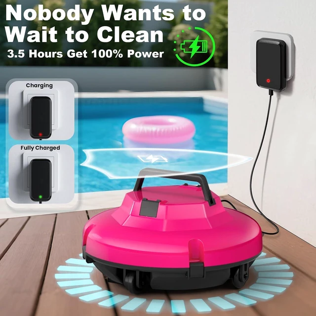 Alt view image 7 of 7 - 2026 Cordless Robotic Pool Cleaner - 120 Mins Automatic Pool Vacuum for Above Ground Pool & In - Ground Flat Pools up to 1000 Sq.Ft, Robot Pool Cleaner with Self - Parking Tech