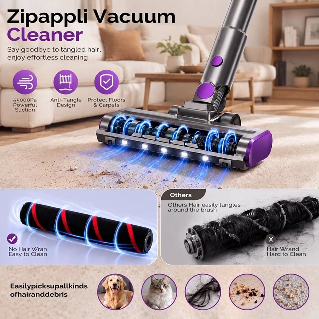 Alt view image 4 of 7 - Cordless Vacuum Cleaner for Home, 55kpa Foldable, Anti-Tangle