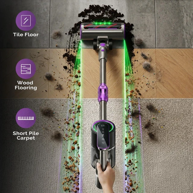Alt view image 5 of 7 - Cordless Vacuum Cleaner for Home, 55kpa Foldable, Anti-Tangle