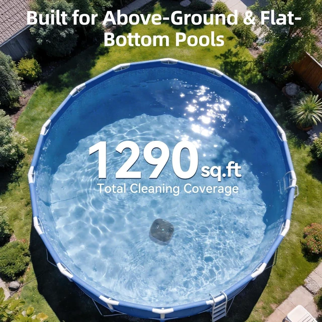 Alt view image 3 of 7 - X2 Robotic Pool Vacuum, Cordless Pool Cleaner with 200-Min Runtime, Auto-Parking, for Above-Ground & Flat-Bottom Inground Pools up to 1290 sq.ft