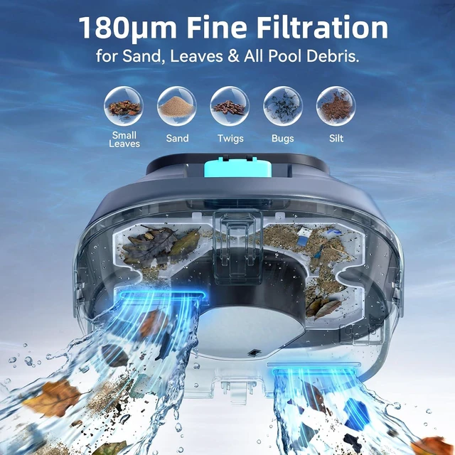 Alt view image 6 of 7 - X2 Robotic Pool Vacuum, Cordless Pool Cleaner with 200-Min Runtime, Auto-Parking, for Above-Ground & Flat-Bottom Inground Pools up to 1290 sq.ft
