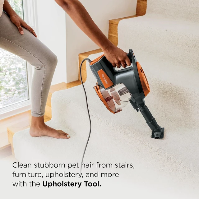 Alt view image 6 of 7 - Shark Rocket Corded Stick Vacuum, Carpet & Hard Floors, Gray/Orange, HV301