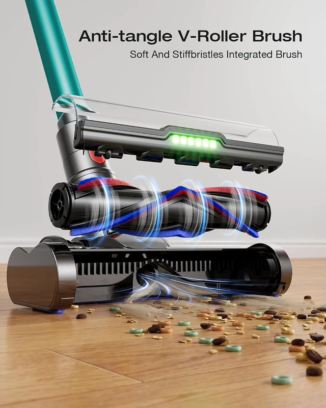 Alt view image 4 of 7 - Cordless Vacuum Cleaner, 60Kpa 650W 70 Mins Stick Vacuum Cleaners for Home with Hurricane Mode, Self-Standing, Anti-Tangle Brush, LED Touchscreen, Cordless Vacuum for Pet Hair/Carpet/Car/Floor