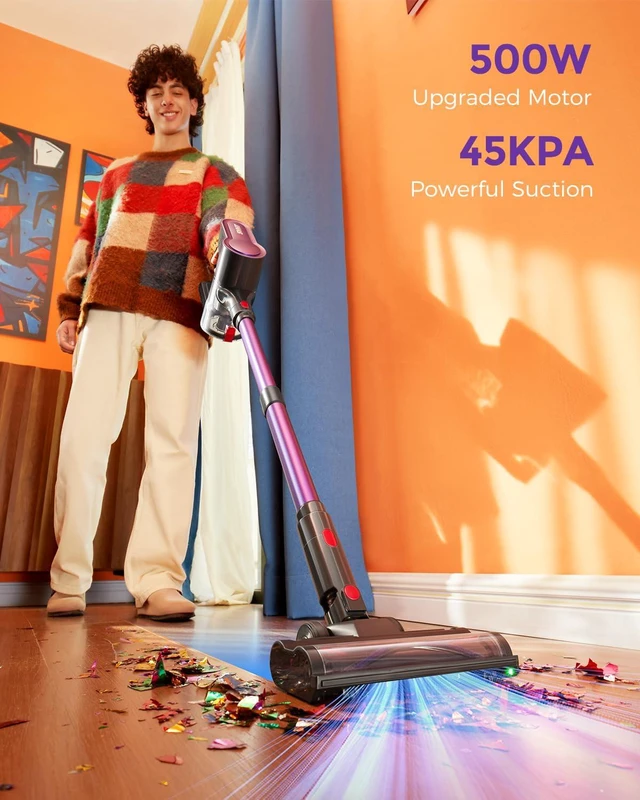 Alt view image 2 of 7 - Cordless Vacuum Cleaner, 500W 45KPA 50Mins Stick Vacuum Cleaners for Home
