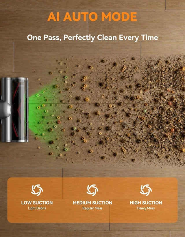 Alt view image 4 of 7 - Cordless Vacuum Cleaner, 300AW/65Min Self-Standing Vacuum Cleaner for Home